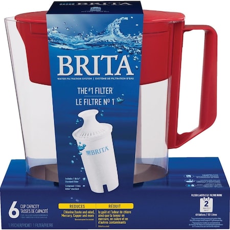Brita 6-Cup Red Water Filter Pitcher 50769